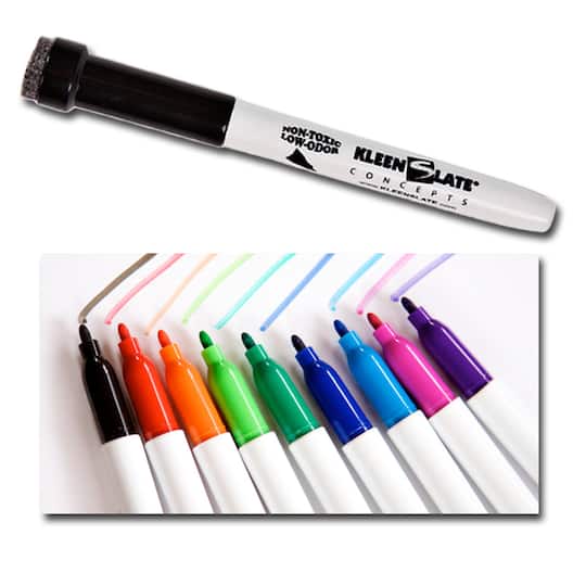KleenSlate&#xAE; Assorted Colors Fine Point Dry Erase Markers with Erasers,10 Pack